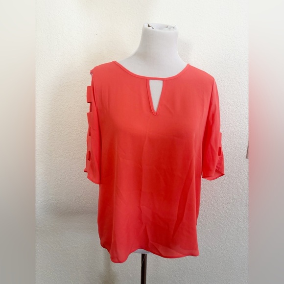BOLD elements Coral Cutout Sleeve Blouse - Picture 8 of 8